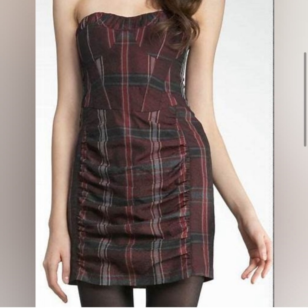 Vintage Nanette‎ Lepore Watson Plaid Convertible Bustier Mini Dress Size 0 NWT